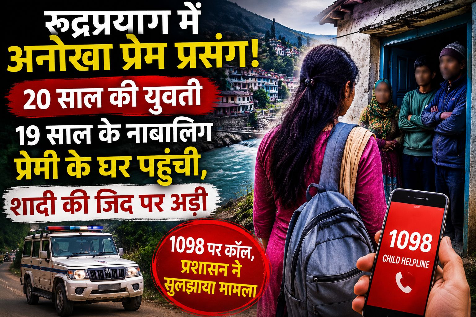 रुद्रप्रयाग में अनोखा प्रेम प्रसंग: 20 वर्षीय युवती नाबालिग प्रेमी के घर पहुंची, शादी की जिद पर अड़ी