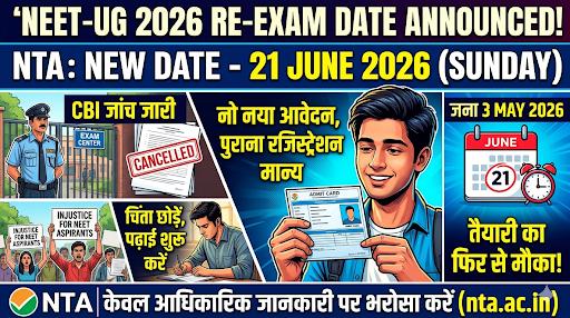 NEET-UG री-एग्जाम 21 जून को होगा, केंद्र सरकार की मंजूरी के बाद NTA ने किया ऐलान