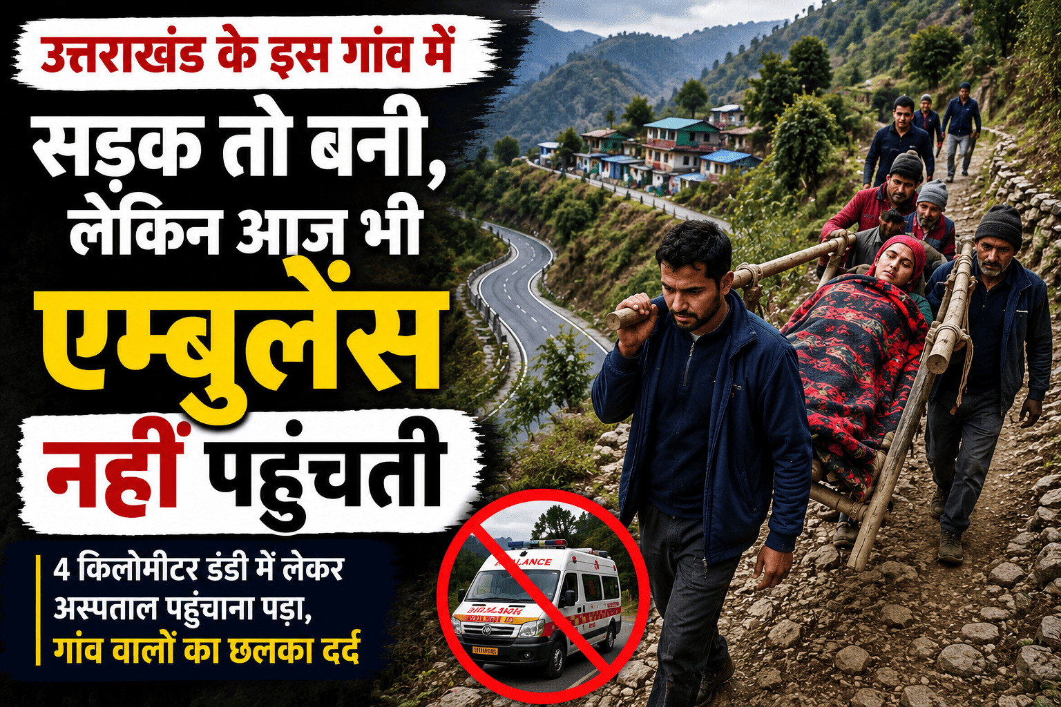 4 किलोमीटर तक डंडी में ले जानी पड़ी गर्भवती महिला, पहाड़ की हकीकत फिर आई सामने