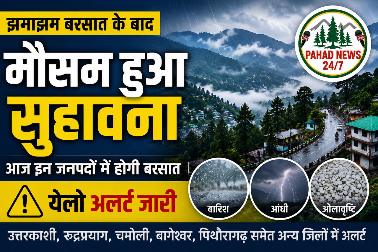 उत्तराखंड में मौसम मेहरबान, बारिश से मिली गर्मी से राहत; कई जिलों में आज भी अलर्ट