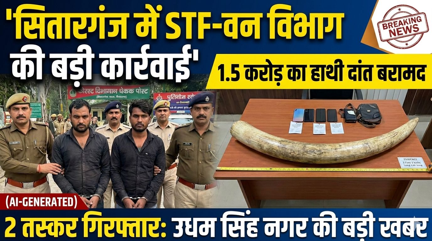 सितारगंज में STF-वन विभाग की बड़ी कार्रवाई: 1.5 करोड़ का हाथी दांत बरामद, 2 तस्कर गिरफ्तार