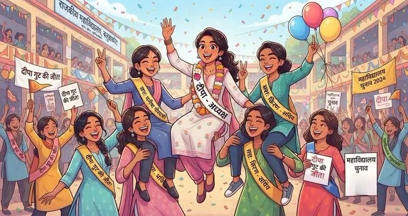 बलुवाकोट राजकीय महाविद्यालय छात्रसंघ चुनाव: दिया गुट का दबदबा, प्रमुख पदों पर छात्राओं की जीत