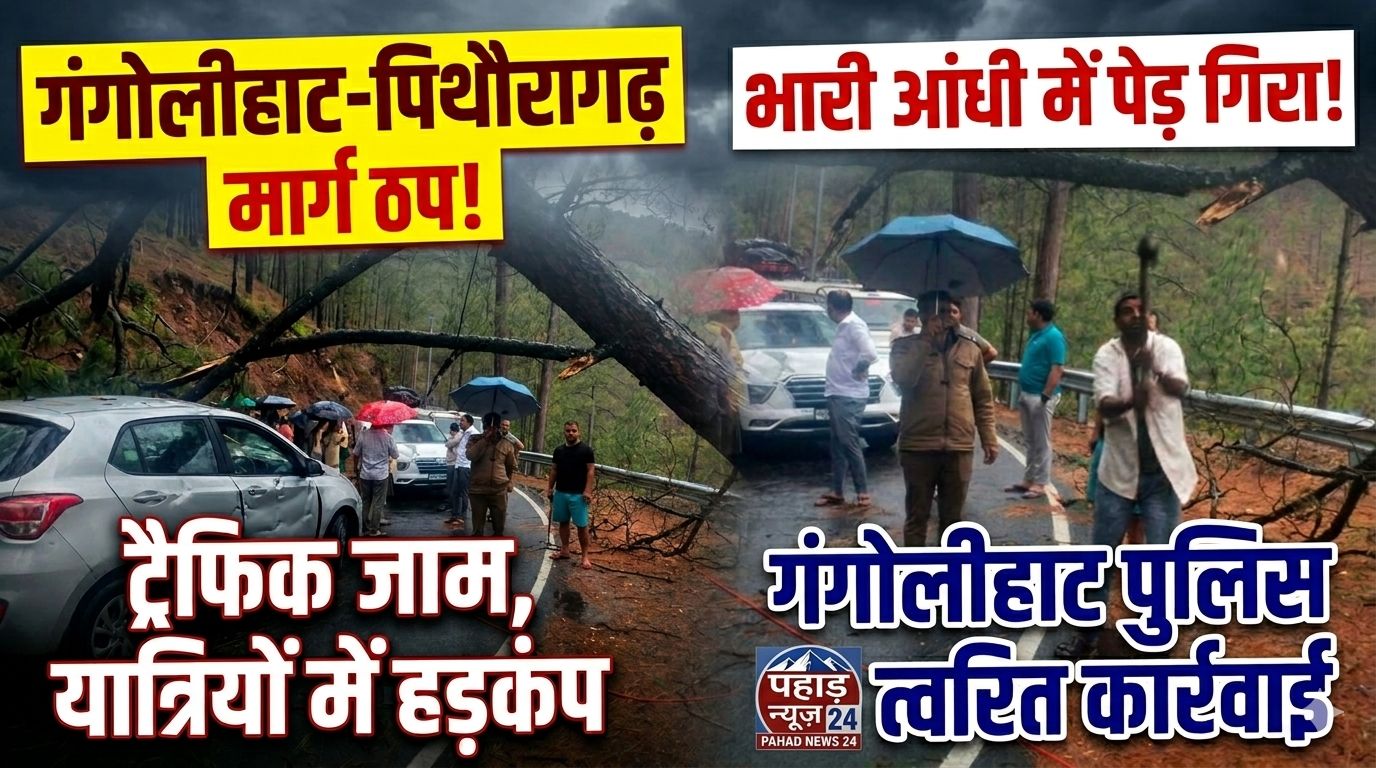 आंधी-तूफान बना आफत, गंगोलीहाट पुलिस ने घंटों में बहाल किया यातायात